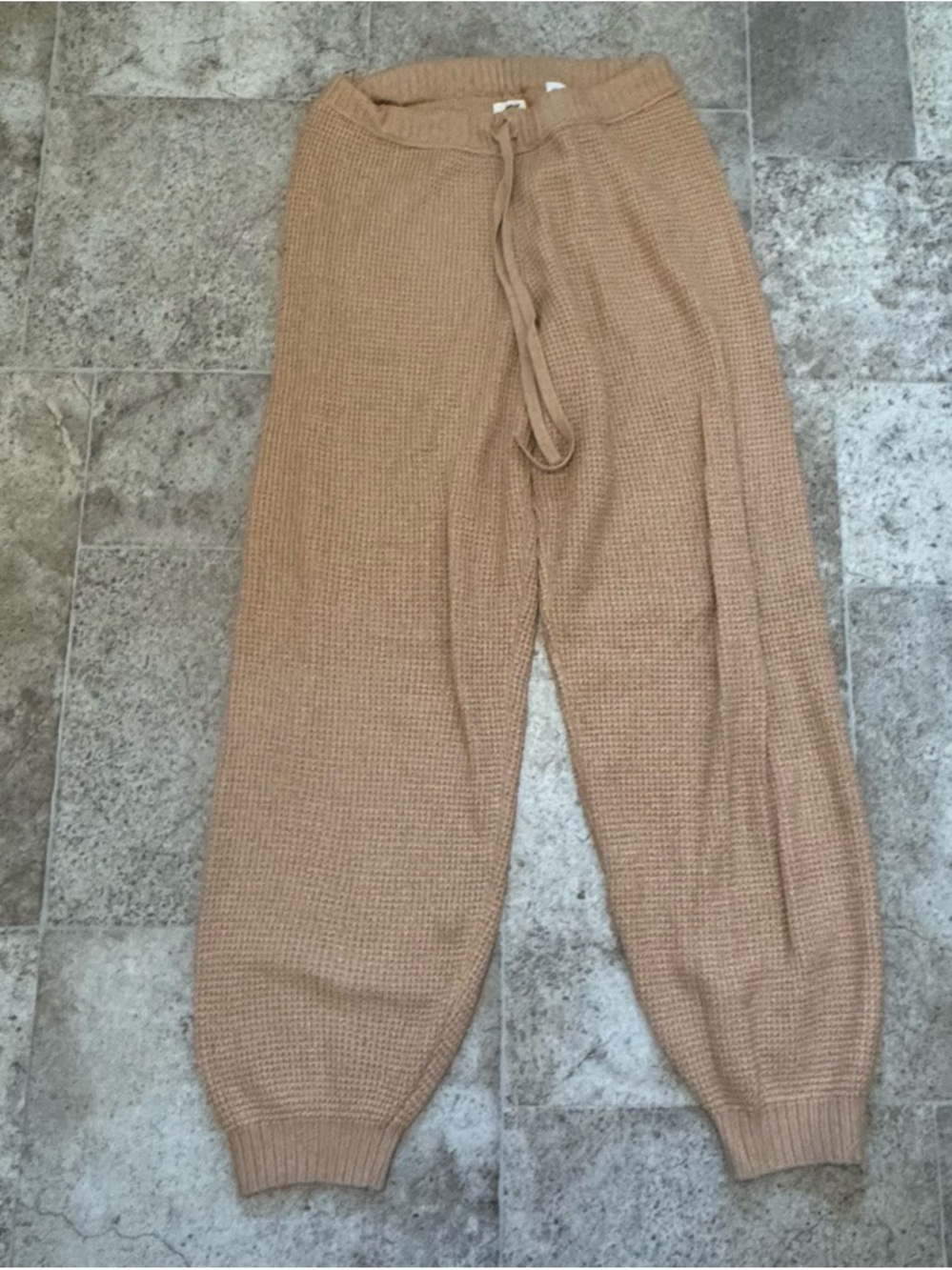 aerie Ribbed Waistband Cozy Knit Pants - Camel